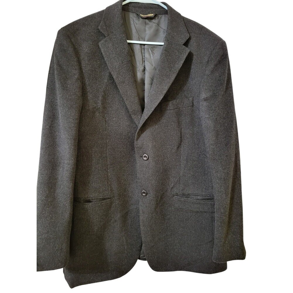 MENS PRONTO MODA CASHMERE WOOL BLAZER SPORT COAT  44 L 2 Button H9